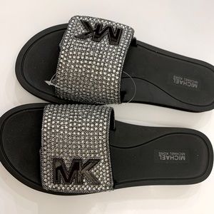 Michael Kors black & sequined slides size 8